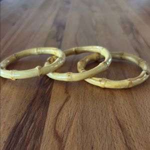 Set of Three Yellow Bamboo Bangles